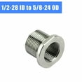 thumbnail image 1 of MYG 1/2-28 ID to 5/8-24 OD Threaded Adapter Stainless Steel Silver Joint Connector, 1 of 9