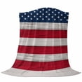 thumbnail image 6 of Wooden American Flag Blanket Soft Cozy Warm Throw Blanket for Couch, Plush Fuzzy Flannel Fleece Blankets for Sofa, Independence Day Star Striped Flag Bed Blankets Lightweight Gifts for Women, 40"x60", 6 of 9