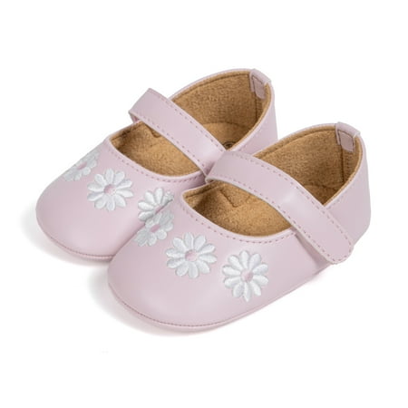 Mildsown Baby Girls Princess Shoes Leather Embroidery Flower Toddler Shoes