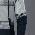 thumbnail image 6 of IYTR Men's Winter Warm Color Block Knitted Hooded Drawstring Sweater Coat Fleece Lined Thickening Cardigan with Pockets Gray XXXL, 6 of 6