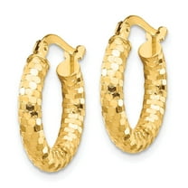 Diamond Cut Hoop Earrings for Women in 14K Yellow Gold with Hinged Closure