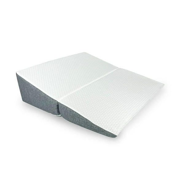 AMiNA Bed Wedge Pillow - for Sleeping, Gerd, Acid Reflux, Sleep Apnea, Post Surgery, Back Support, C-Section, Portable, Easy to Clean Washable Cover (Gray & White, 7 Inch)