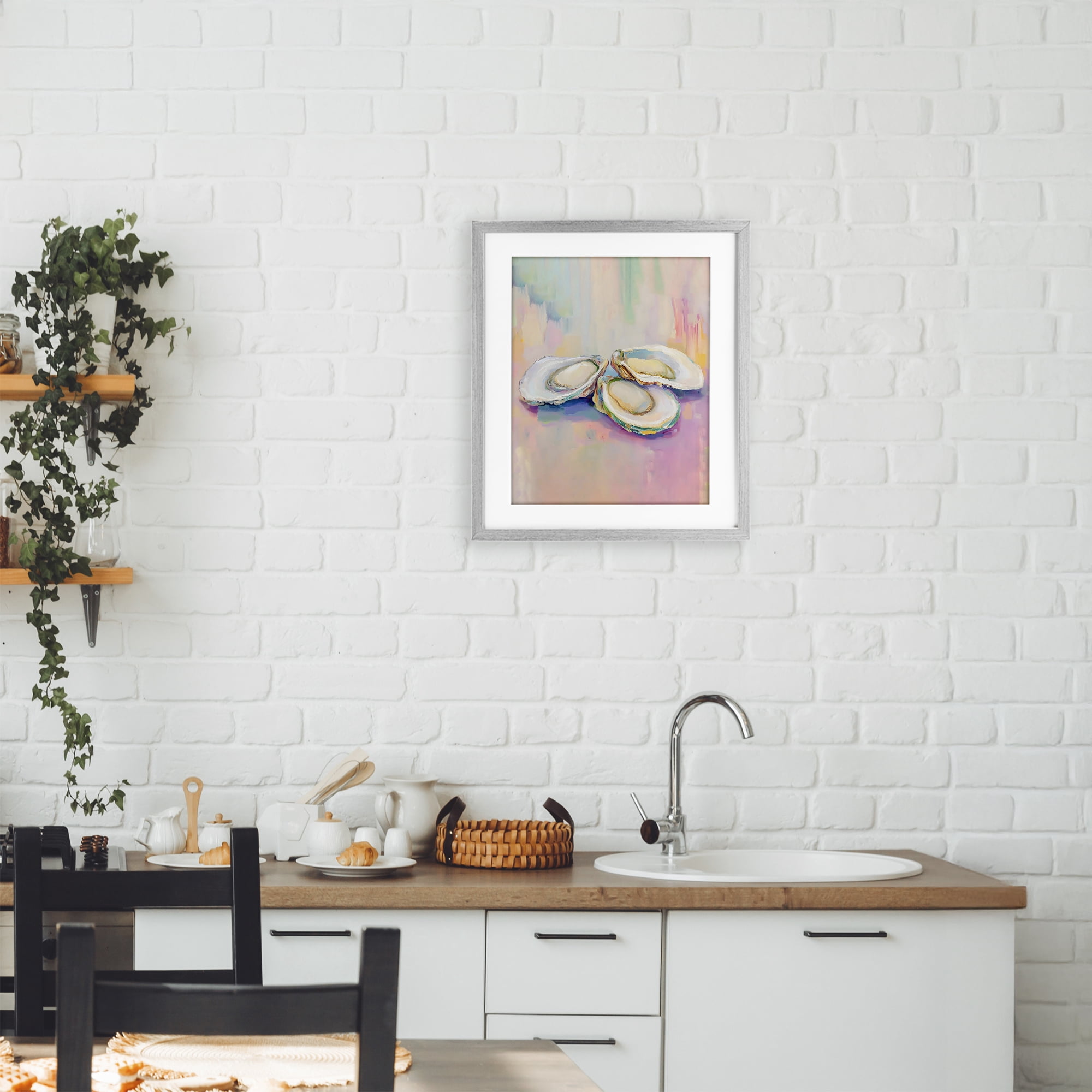 Stupell Industries Pastel Oysters Harmony Gray Framed Print Under Glass, design by The Prints Vibe