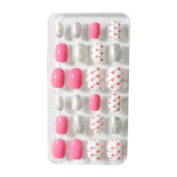24 bolsas de uñas postizas, uñas con acabado, uñas infantiles, uñas con acabado