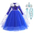 thumbnail image 1 of Vestido de princesa Elsa de Frozen para niñas, ropa de Cosplay de Helloween, disfraz de cumpleaños con estampado de reina de la nieve, 2023 Fivean unisex, 1 of 2
