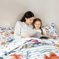 thumbnail image 4 of Feelyou Cute Ocean Whale Twin Bedding Sets 7-Piece for Teens, Cartoon Crab Starfish Coral Bedding Comforter Set, Lighthouse Reversible Sheet Sets, Microfiber Bedroom Decor, 4 of 8
