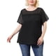thumbnail image 1 of Plus Size Blouse for Women's Top T Shirt Contrast Panel Dots Summer Short Sleeve Blouse Black 1X, 1 of 7