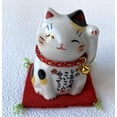 thumbnail image 3 of Maneki neko Japanese Lucky cat Mino Ware Calico Mike, White Japan import, 3 of 5