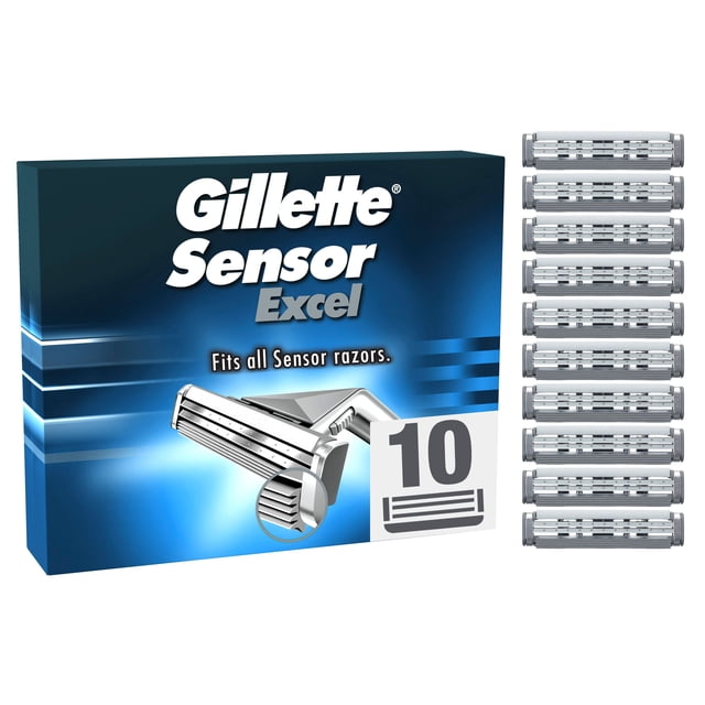 Gillette Sensor Excel Men's Razor Blade Refills, 10 Count