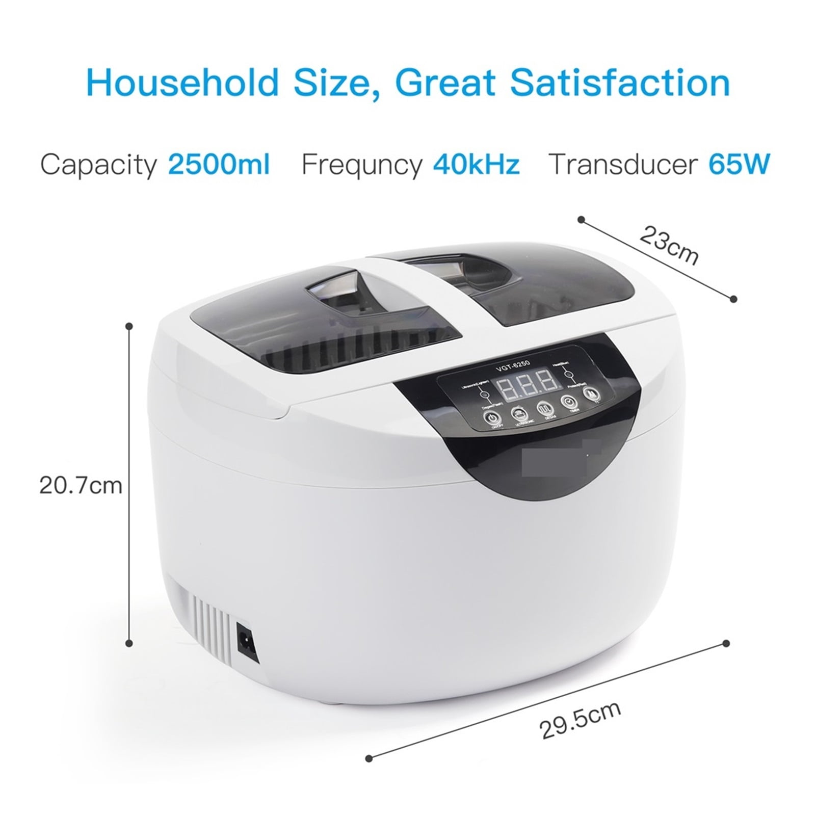 Digital Ultrasonic Cleaner Bath 2500ML For Home Kitchen Glasses Denture Tableware Jewelry Watch ,Strong Cleaning