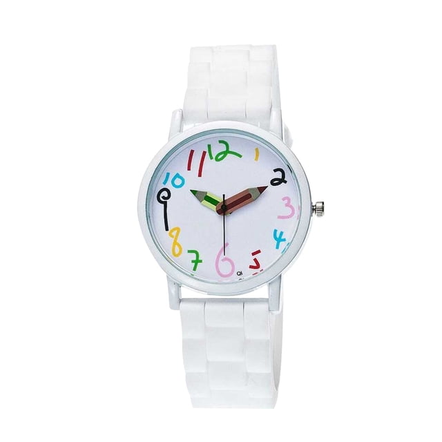 EeaseMX 1 reloj de cuarzo para niños, reloj de pulsera creativo para aprender el tiempo, reloj para estudiantes (blanco)