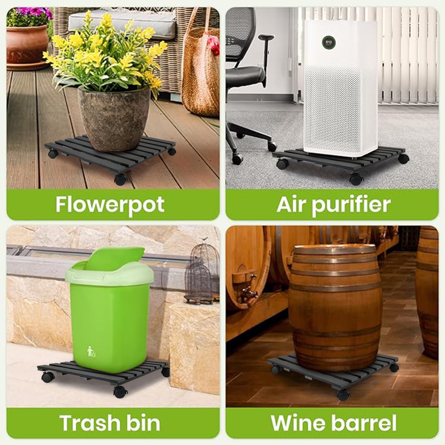 CERBIOR 2PC Plant Caddy 20Inches Duty Round Plant Roller 360° Lockable Caster Wheels,Indoor Outdoor on Roller Patio/Flower Pot/Succulent Pots, Black