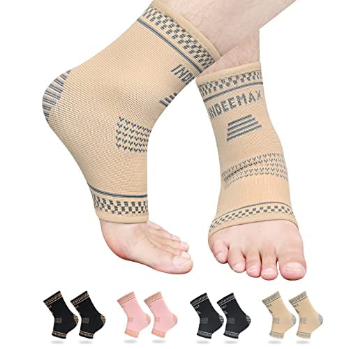 INDEEMAX Copper Ankle Brace Set of 2, Copper Infused Compression Ankle ...