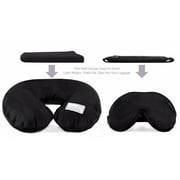 Dream Essentials Travel Flat Pack Neck Pillow Plus Escape Sleep Mask Bundle  -Black