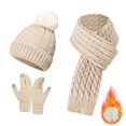thumbnail image 2 of Scarf for Women Fashion Accessories Womens Winter Hat Scarf Glove Set Lined Knit Hat Warm Long Scarf Winter 3 PC Set, 2 of 5