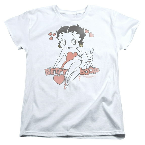 Betty Boop Classic With Pup S/S Women's T-Shirt White