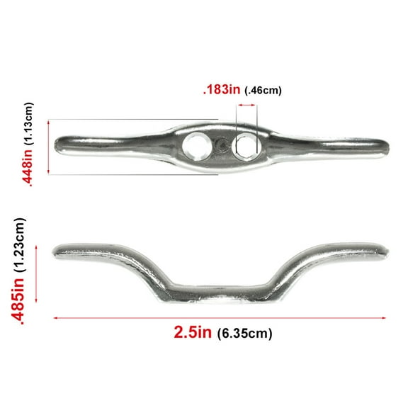 Curved Nickel Plated Dock Rope Cleats - 2.5, 4.5, & 6 Inch Lengths - Pack Sizes of 2, 5, 10, 15, 20, & 25