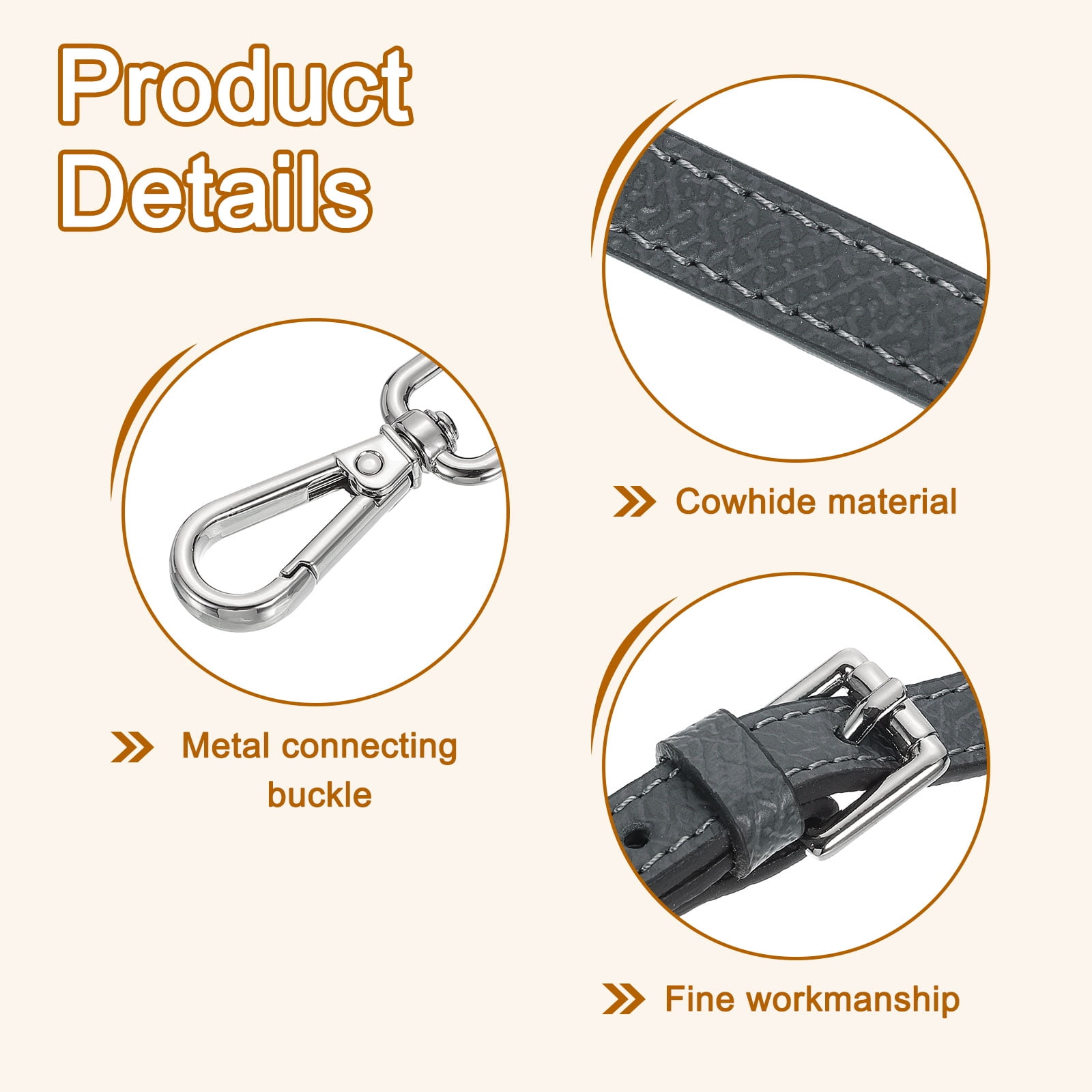 Leather Strap Kit, 95-115cm Crossbody Adjustable Leather Shoulder Strap Conversion Kit for Mini Pouch Handbags Purse Straps Crossbody, Gray