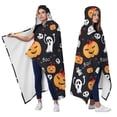 thumbnail image 2 of Wearable Blanket,Classic Halloween Icons Pattern Hooded Wearable Flannel Blanket for Adults & Teens,Winter Poncho Shawl Wrap Cape Cozy Anti-Pill,50"x60", 2 of 5