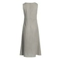 thumbnail image 4 of Womens Dresses Summer Sleeveless Striped Print Neck Linen Pocket Long Casual Dress Khaki L, 4 of 7