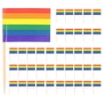 thumbnail image 1 of CIMAXIC 150 Pcs Mini Wooden Toothpicks National Flag Toothpicks Cupcake Dessert Appetizer Toppers Small Sticks Flags Picks for Celebration Cocktail (Rinbow Color),1.18"X0.08"X2.56", 1 of 4