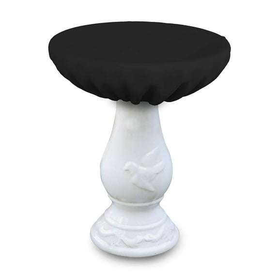 COVERS&ALL Bird Bath Cover 12 Oz Waterproof - Customize Cover with Any Size - 100% Weather Resistant Outdoor Cover with Elastic for Snug Fit (21" Dia x 18" H, Black)