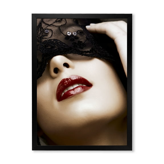 Designart 'Portrait Of Modern Girl With Mask' Modern Framed Art Print