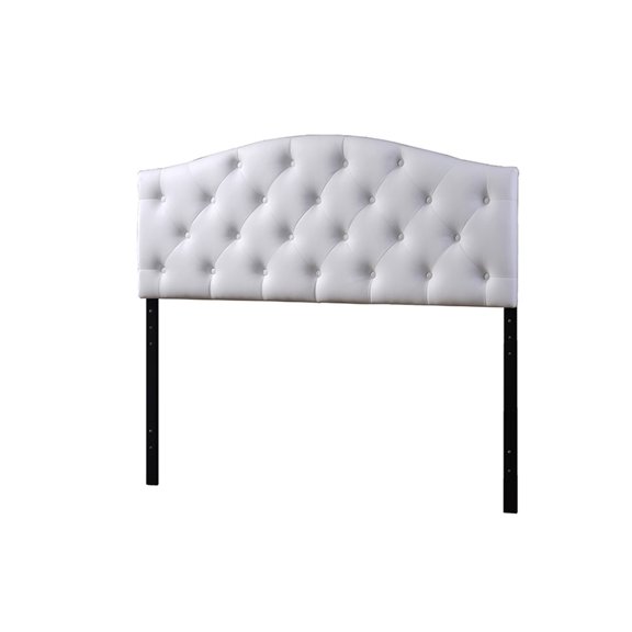 HomeStock Renaissance Romance Faux Leather Upholstered Button-Tufted Scalloped Headboard