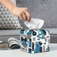thumbnail image 6 of Sikiie Blue Excavator Leather Tissue Box Cover Square, tissue box holder, Tissue Box with Bottom Belt-5.2”x5.2”x5.2”, 6 of 7
