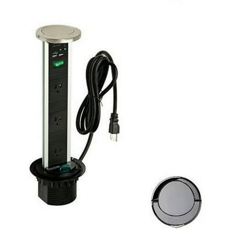 UPC: 0859467005109 | Transolid Sensio SA80051SS Pop Up Power and Charging Station with 3-Socket and 2 USB outlets  Available in Various Colors