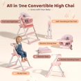thumbnail image 3 of Ktaxon 6-in-1 Convertible Baby High Chair, Foldable Space Saver Highchair with Kitchen Standing Tower, Booster Seat for Toddlers 6M-5Y, Pink, 3 of 9