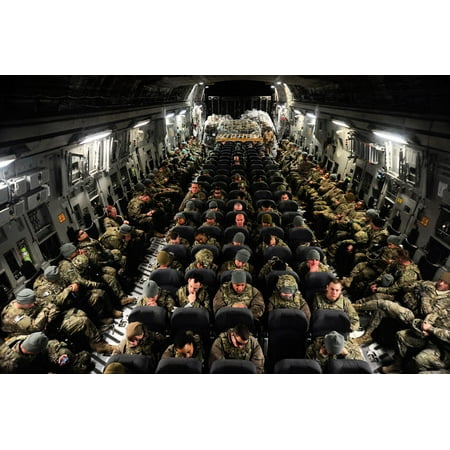 A unit of US Army soldiers in a C-17 Globemaster III Poster Print by Stocktrek