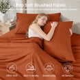 thumbnail image 3 of Sasttie Queen Size Sheets Set Brushed Microfiber, 4 Piece Sheet Set Upto 16 Inches Deep Pocket Bedding Sheets & Pillowcases - Burnt Orange, 3 of 8
