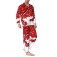 thumbnail image 2 of Wukai Red Maple Leaf Men's Long-Sleeve Pajama Set - Comfortable Sleepwear with Button-Down Shirt and Pants-X-Large, 2 of 6