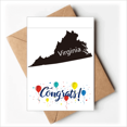 thumbnail image 1 of Virginia America USA Map Outline Wedding Cards Congratulations Greeting Envelopes, 1 of 3