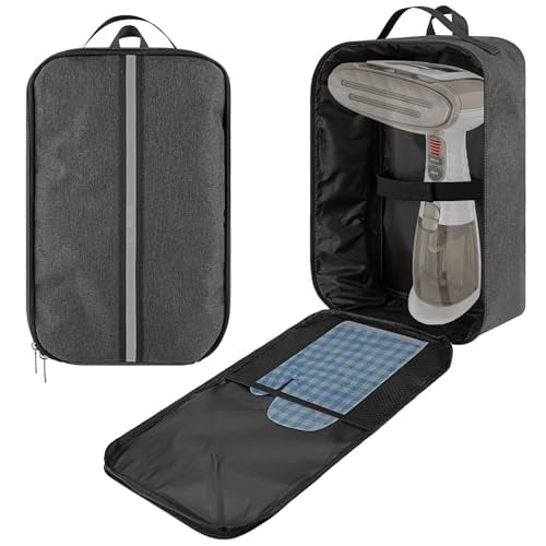 Bolsa de almacenamiento portátil para vaporizador de ropa Kingshion para exteriores, compatible con vaporizadores de ropa portátiles Conair. Bolsa de tela resistente con correa para la muñeca, gris o