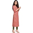 thumbnail image 3 of Rajnandini Women's Orange Pure Cambric Cotton Jaipuri Printed Kurti (S - Size)(JOPLJPR69D-S), 3 of 5