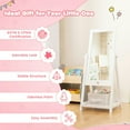 thumbnail image 5 of Yardi Yard Kids Full Length Wooden Standing Mirror with Bottom Shelf and Foldable Storage Bin-White, Kids Vanity for Girls Kids, 5 of 7