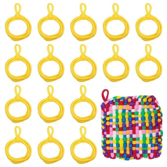 Uxcell 100 Pcs Potholder Loom Refill Loops, Elastic Potholder Weaving Refill Loops Knitting Kit Supplies in Rainbow Colors for Girls DIY Crafts 7" Weaving Loom, Yellow