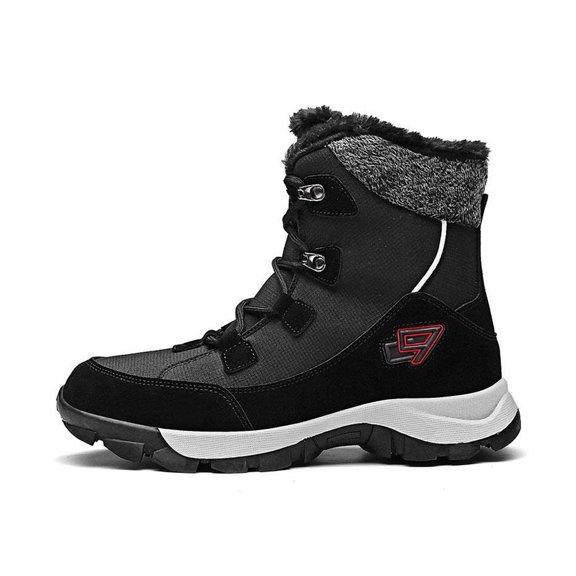 Womens Ankle Snow Boots Men Fur Winter Lined Warm Anti-Slip Cozy Casual Outdoor Comfortable Shoes Booties(Black,6 Women/5 Men