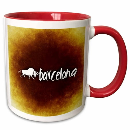 3dRose Barcelona with Spanish Bullfighting - Two Tone Red Mug, (Best Bullfighting In Spain)