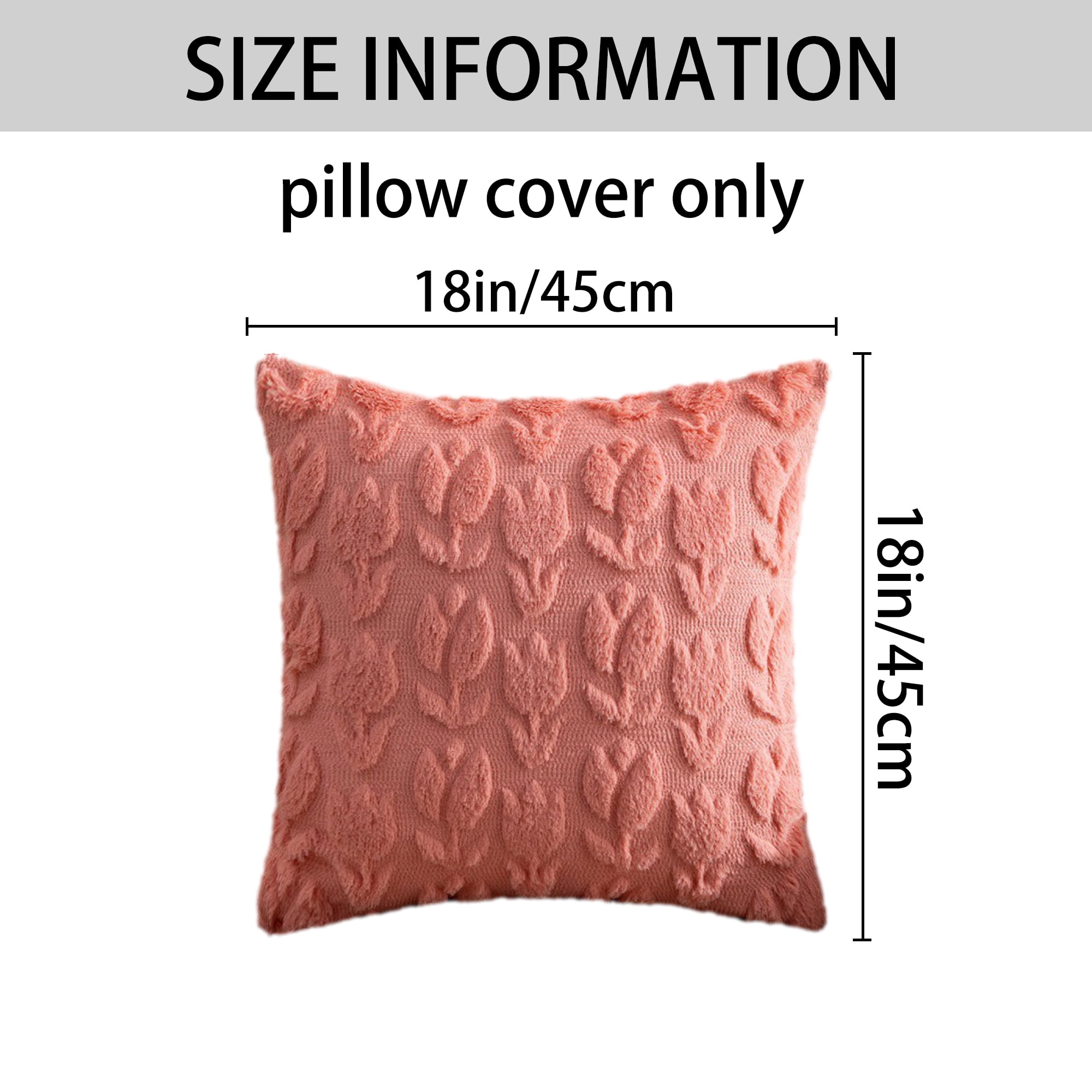 Unique Bargains Throw Pillow Covers Soft Flower Pattern Light Coral 18" x 18"