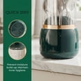 thumbnail image 5 of HBK Rotating Silverware Organizer with Lid - 7-Slot Kitchen Utensil Holder, Dust-Proof Cutlery Caddy with Drain for Countertop, Green, 5 of 8