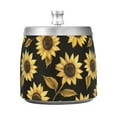 thumbnail image 7 of Yayeee Ashtray with Lid for Cigarette Smokeless Stainless Steel Home Ash Holder, Black Sunflower Pattern, 7 of 7