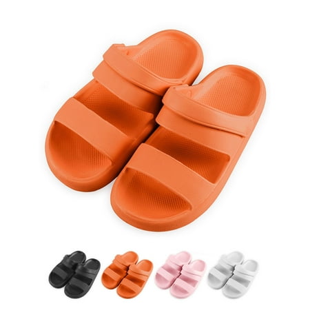 

Spencer Pillow Slippers for Women and Men Non Slip Clouds Slide Quick Drying Shower Slides Bathroom Sandals House Slippers Comfy Thick Sole Orange