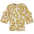thumbnail image 1 of Alfani Blusa con volantes y cremallera trasera para mujer, amarillo, grande Alfani con volantes, 1 of 1
