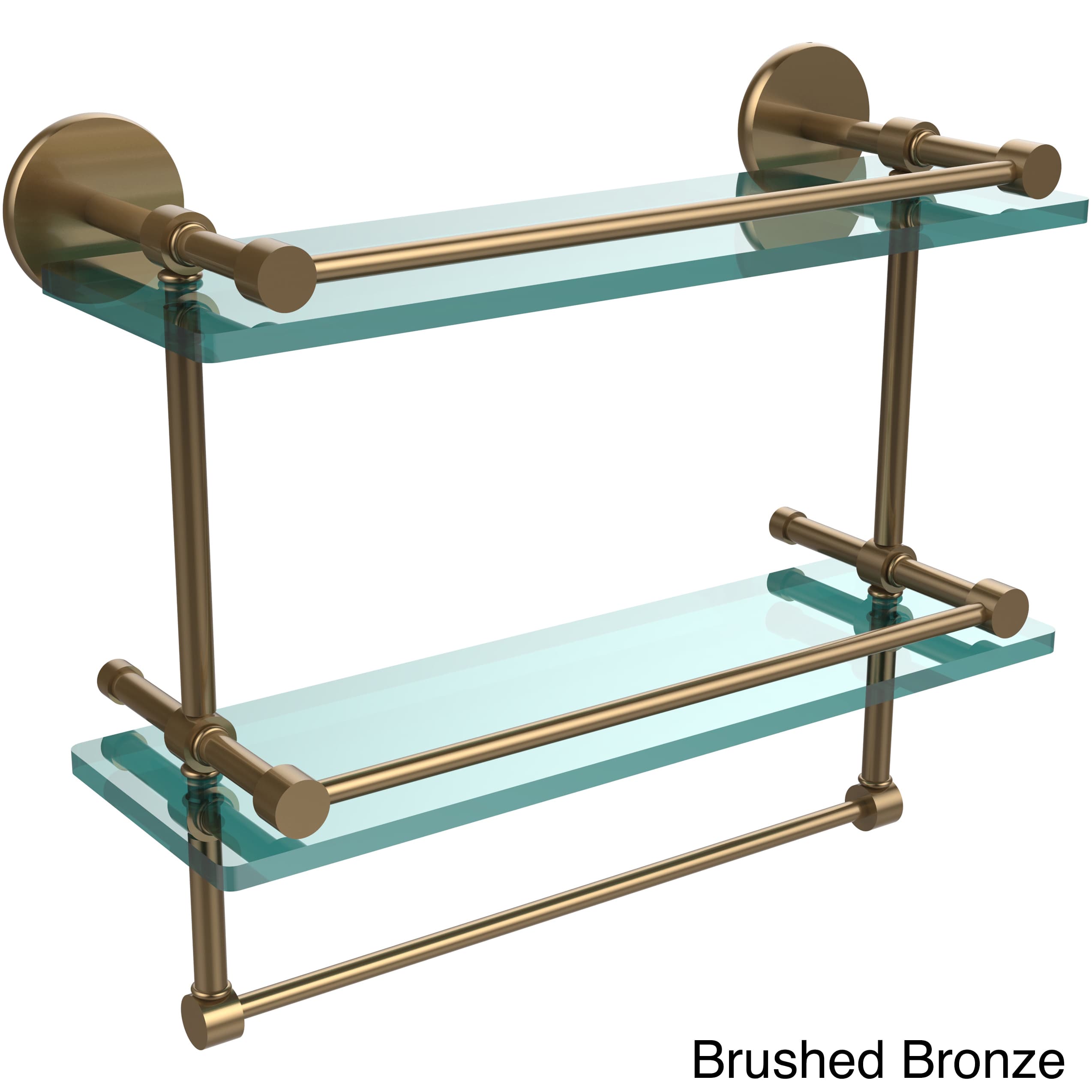 16 Inch Gallery Double Glass Shelf with Towel Bar - P1000-2TB/16-GAL-PC - image 4 of 5