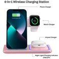 thumbnail image 2 of MAKATA 4-in-1 Wireless Charger (Pink) Foldable Fast-Charging Station Compatible with Apple Samsun, Huawei Phones Smart watches and Airpods for Office Home and Travel (Wall Plug Included), 2 of 8