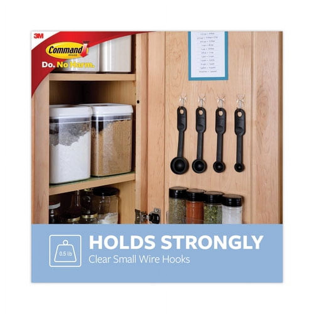 Clear Hooks And Strips, Plastic/wire, Small, 9 Hooks With 12 Adhesive Strips Per Pack | Bundle of 2 Packs