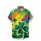 thumbnail image 4 of Ceisia Men's St. Patrick's Day Short Sleeve Shirt Clover Print Regular Straight Fit Green Turn-Down Collar Spring Summer Shirt Gift, 4 of 6